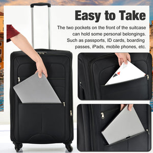 English Elm Softside Expandable Spinner Luggage Set with Tsa Lock Duffel Polyester Travel Black N732P201004B