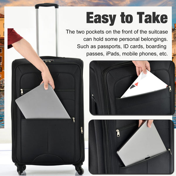 English Elm Softside Expandable Spinner Luggage Set with Tsa Lock Duffel Polyester Travel Black N732P201004B