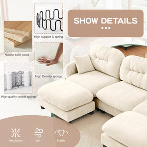 English Elm Cloud Sectional Sofa - Premium Chenille, Ergonomic Design, Modular Flexibility, Elegant Beige Comfort W714S01366