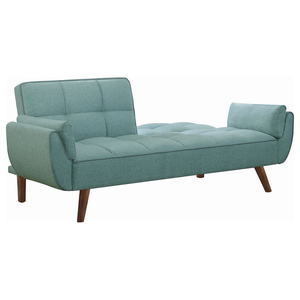 English Elm Laggarhem Turquoise Convertible Tufted Back Upholstered Sofa Bed with Linen-Look Fabric & Walnut Legs B062P357817