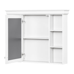 English Elm 35'' 35' 35'' x 28'' Wall Mounted Medicine Cabinet with Mirror Door, Modern MDF Storage with Towel Rod White N710P196545K