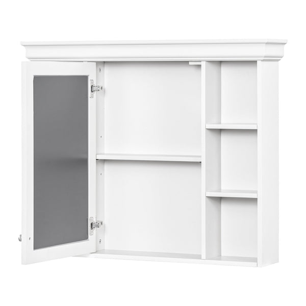 English Elm 35'' 35' 35'' x 28'' Wall Mounted Medicine Cabinet with Mirror Door, Modern MDF Storage with Towel Rod White N710P196545K