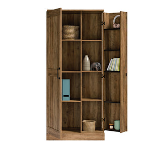 English Elm Storage Cabinet Rustic Brown Engineered Wood Tall Organizer with Adjustable Shelves for Pantry, Office, Shoes, Durable Design, Quick Assembly B356P402671