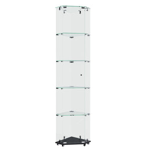 English Elm Premium 5-Tier Diamond Glass Display Case With Dynamic Led Lighting For Collectibles & Decor Showcase W2700P353065-GIGA