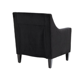 English Elm COOLMORE Modern Accent Chair with Corduroy Upholstery, Solid Wood Frame, Supportive Dual Pillows for Cozy Living Spaces Black W395P195364