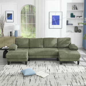 English Elm Modern U-Shaped 4-Seat Sofa With Double Chaise - Luxurious Velvet Couch For Stylish Living Spaces W2705S00016-GIGA