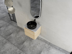 English Elm 24'' Wall-Mounted Bathroom Vanity With Artistic Ceramic Sink, Soft-Close Door & Space-Saving Design W999S00461