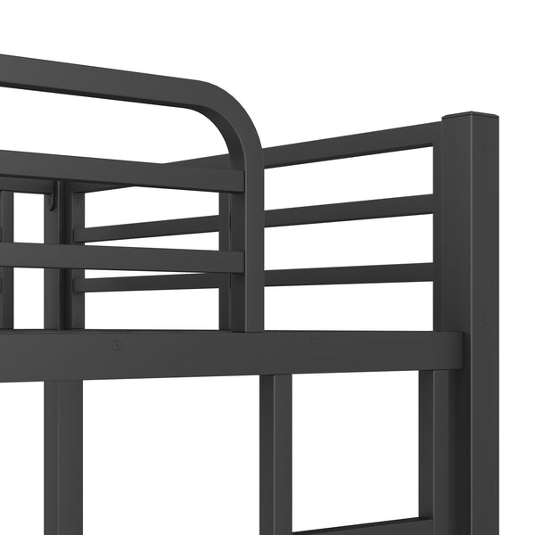 English Elm Metal Twin Over Twin Bunk Bed – Heavy-Duty Steel, Space-Saving Design, No Box Spring Needed, Black Finish W1580P372862