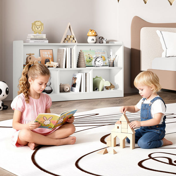 English Elm Wooden Five Cube Open Organizer Low Profile Montessori Bookshelf for Playroom or Nursery White T3210P476850