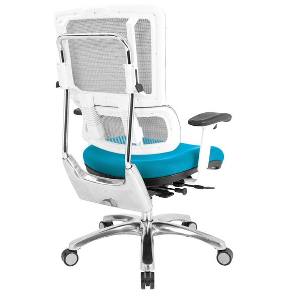 OSP Home Furnishings White Mesh Ergonomic Manager Chair with Lumbar Support and Adjustable Arms for Office Blue 99661W-7