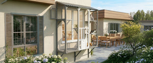 English Elm Outdoor Fir Wood Window Catio Enclosure with Four Climbing Platforms for Cats Grey,White N719P418371K