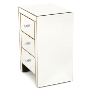 English Elm Christopher Knight Home® - Elegant Mirrored Nightstand Gold-Edged 3-Drawer Accent Table with Ample Storage & Reflective Glam (26") 57778.00