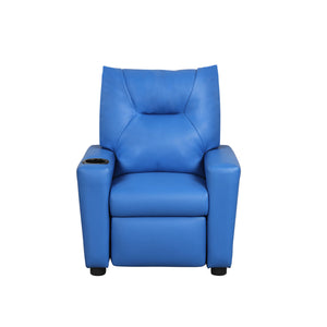 English Elm PVC Kids Recliner Chair with Cupholder and Easy-Clean Fabric, Comfortable Reclining Seat for Room Fun Blue B016P404585