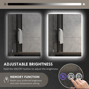 English Elm Homcom Led Bathroom Mirror With Anti-Fog, Dimmable Lights & Memory Function For Modern Spaces W2225P229673