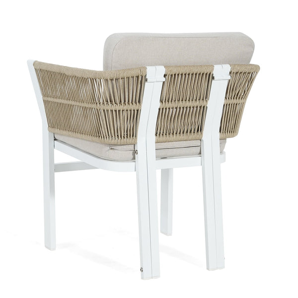 English Elm Outdoor Woven Rattan Aluminum Dining Chairs Set of 2 Coastal Patio Seating Beige,White N779P368549W