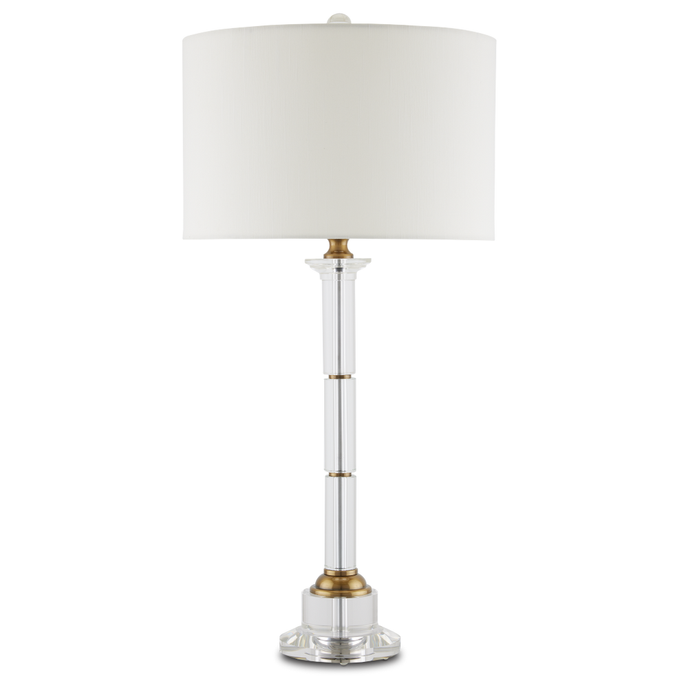 Lothian Clear Table Lamp - Elegant Antique Brass & Optic Crystal Design for Classic Home Décor