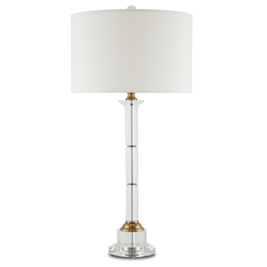 Lothian Clear Table Lamp - Elegant Antique Brass & Optic Crystal Design for Classic Home Décor