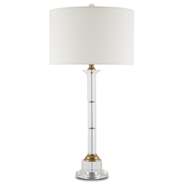 Lothian Clear Table Lamp - Elegant Antique Brass & Optic Crystal Design for Classic Home Décor