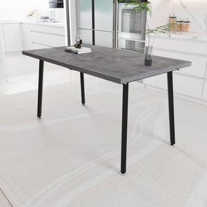 English Elm 55.12-70.87"expandable Modern kitchen dining table, gray MDF top with black metal legs, seats 4-6, sturdy stylish centerpiece W2189P190486