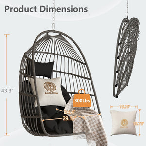 English Elm Outdoor Egg Swing Chair With Removable Cushions - Stylish, Weather-Resistant, And Easy Storage! W2500P364233-GIGA