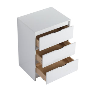 English Elm 24" Freestanding Bathroom Storage Cabinet - Modern Glossy White Design With 3 Soft-Close Drawers W999P312108