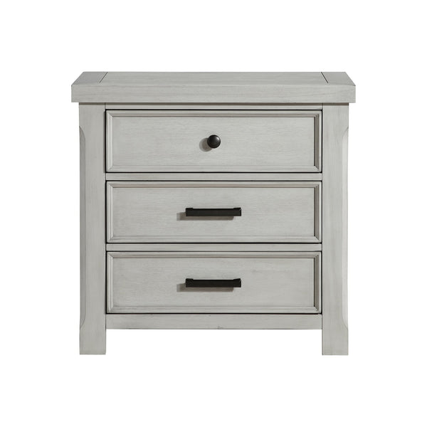 English Elm 1pc Willowbrook Nightstand Gray Finish Acacia Wood 3-Drawer Smooth Glide Storage 30"x17"x29" Modern Farmhouse B011P389522