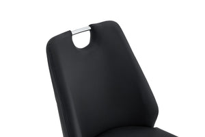 English Elm Dining Chairs Set Of 4, Modern Black Faux Leather With Gold Mesh, High-Back Comfort For Any Room W3493P356395