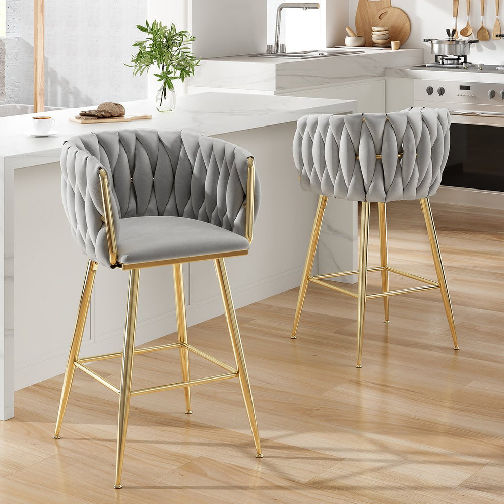 English Elm Counter Height Stools Set of 2 Mid-century Metal Legs Ergonomic Kitchen Island Seating T3623P430900
