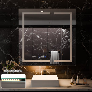 English Elm Smart Led Medicine Cabinet with Anti-fog Gfci Outlet Dimming Bathroom Storage W637P148122