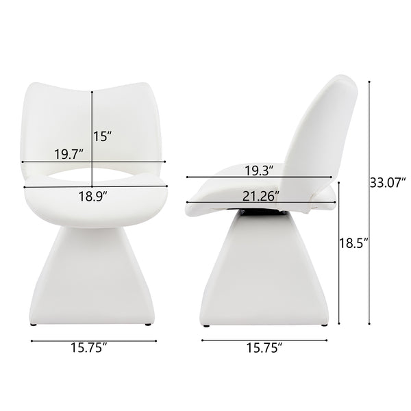 English Elm The Swivel Dining Chair with Hollow Cutout Back Faux Leather Hardwood Frame Modern White W3612P436511