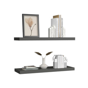 English Elm Ecco Floating Shelves Set of 2 with Hidden Brackets, Modern Matte Finish Wall Storage Display Unit Gray 32 L x 11 W x 4 H B200P239105