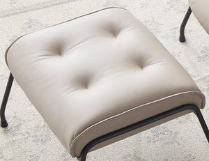 English Elm Zusa Khaki Top Grain Leather Accent Chair & Ottoman with Metal Legs, Full Foam Comfort, 19" Seat Height B2726S00390