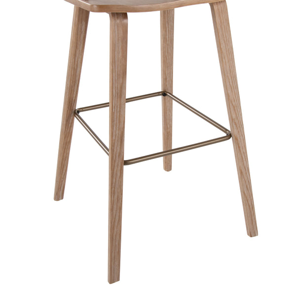English Elm Fixed-height Farmhouse Barstool Whitewashed Spindle Back Antique Copper Frame Indoor B202P471174