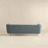 English Elm Ashcroft Furniture - Lamattina Genuine Italian Blue Leather Channel Tufted Sofa