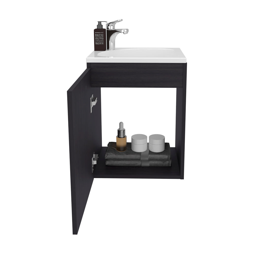 English Elm Summit Floating Wall Mount Vanity Cabinet Matte Finish Modern Bathroom Storage Black B092P439899