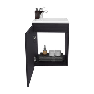 English Elm Summit Floating Wall Mount Vanity Cabinet Matte Finish Modern Bathroom Storage Black B092P439899