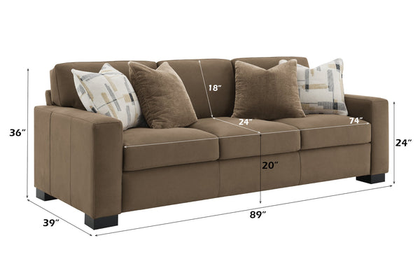 English Elm Darya Brown Suede Sofa with 4 Accent Pillows — Pocket Coil Seats, Wooden Frame, Modern Comfort B2726P297790