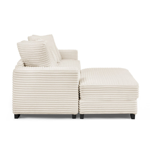 English Elm Corduroy Tufted Sleeper Sectional Sofa – L-Shaped Modular Design With Customizable Footrests In Beige W487S00342