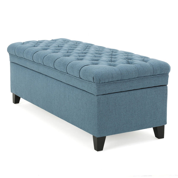 English Elm Christopher Knight Home® - Juliana Versatile Blue Storage Ottoman: Stylish Seating, Hidden Storage & Timeless Design For Any Room 57741.00BLU