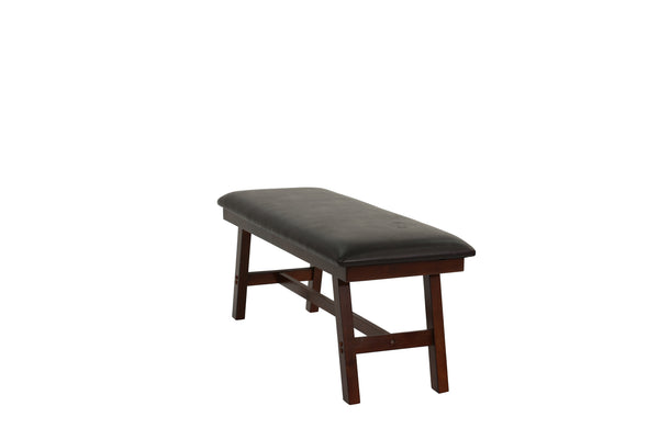 English Elm Dark Dark Walnut Finish 48" Wood Framed Dining Bench 1pc - Faux Leather Cushion, Solid Birch Veneer B011P192195