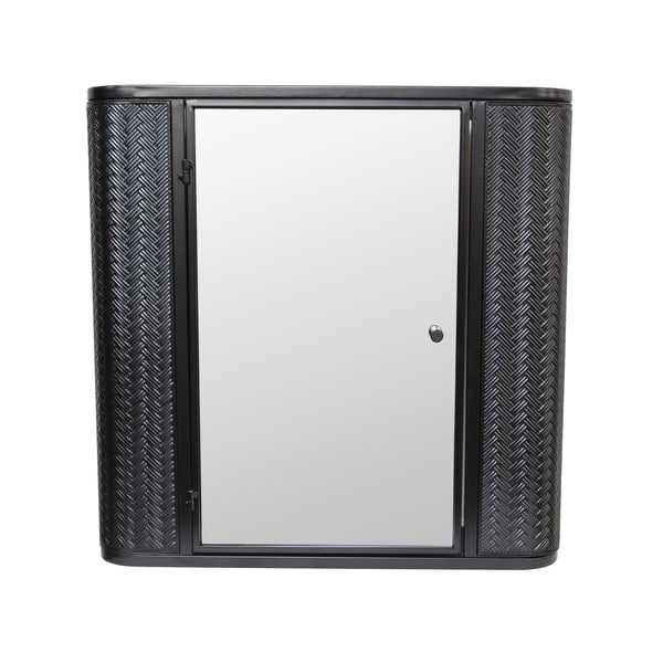 English Elm Wall-Mounted Antique Black Mirrored Medicine Cabinet with Steel Frame, 2 Shelves, Space-Saving Organizer W3122P272885