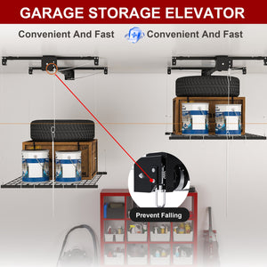 English Elm Overhead Garage Ceiling Rack All Steel Crank Down Platform 250 Lb Locking Hoist W2700P346225