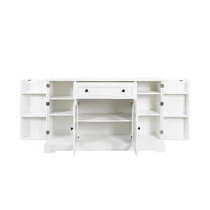 English Elm Buffet Modern Sideboard with Doors — White Storage Cabinet with Drawer, Adjustable Shelves, Coffee Bar Appeal W331S00161
