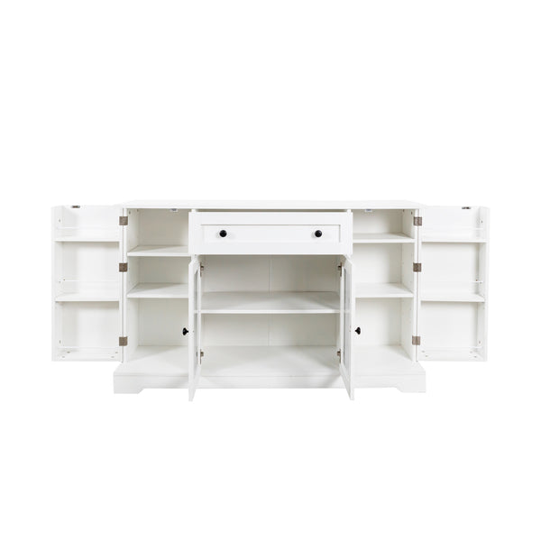 English Elm Buffet Modern Sideboard with Doors — White Storage Cabinet with Drawer, Adjustable Shelves, Coffee Bar Appeal W331S00161
