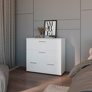 English Elm Lapwai Sleek White Drawer Chest — Engineered Wood, Space-Saving 3-Drawer Storage for Bedroom (37"x23") B092P315588