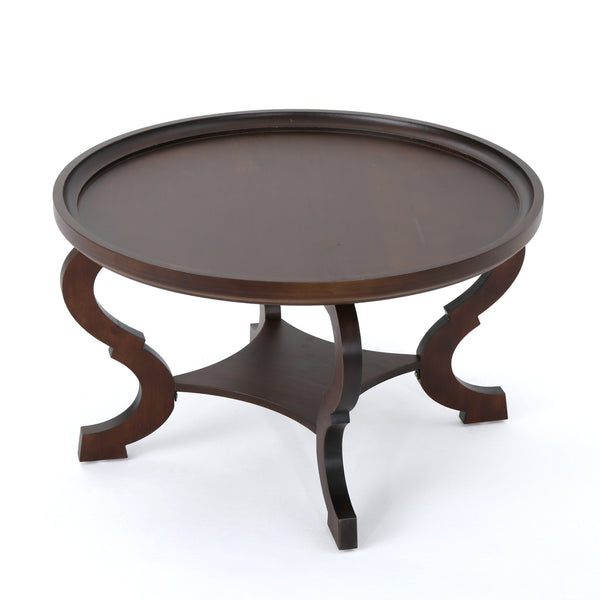 English Elm Christopher Knight Home® - COFFEE Table with Sleek Mid-Century Modern Design, Durable MDF Construction, 37.5" Round Surface Walnut 61319.00DWNT