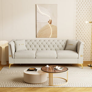 English Elm Fx-P83-Cw4 Stylish Faux Sherpa Sofa With 2 Pillows - Luxurious Comfort & Modern Design For Any Space W576S00222