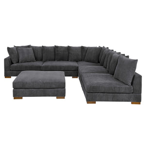 English Elm Large Corduroy Modular Sectional Sofa Sleeper with Ribbed Texture for Open Living Dark Gray B2748S00010