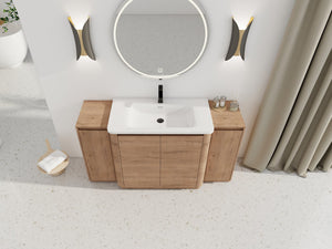 English Elm 60" Freestanding Double Sink Bathroom Vanity with Soft-close Doors and Three Drawers W999S00514