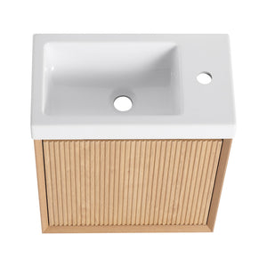 English Elm 18.5" Wall-Mounted Bathroom Vanity With Resin Sink & Soft-Close Door For Smart Space-Saving Design W1972P362127